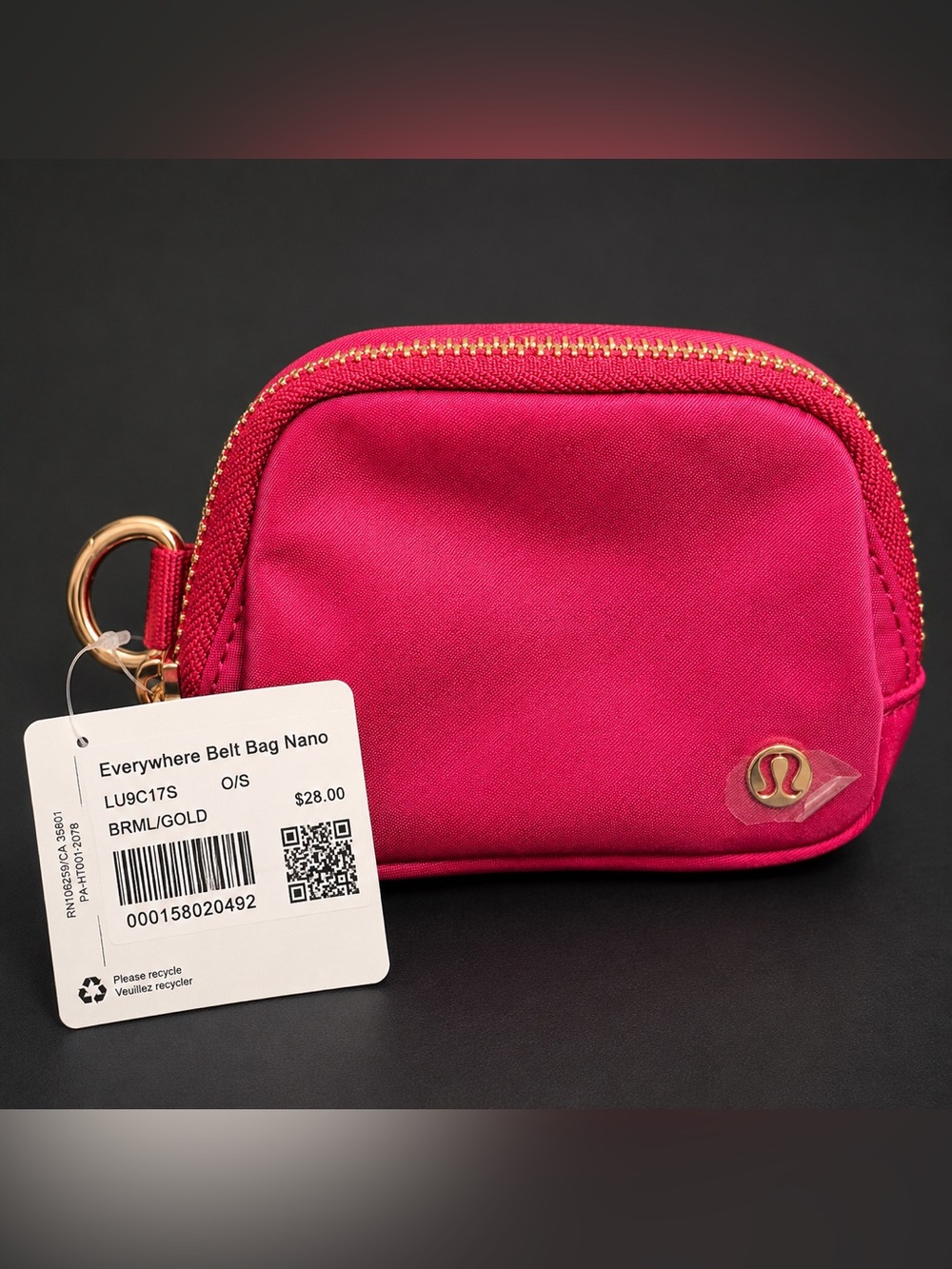 Lululemon Everywhere Belt Bag Nano Berry Rumble Gold NWT